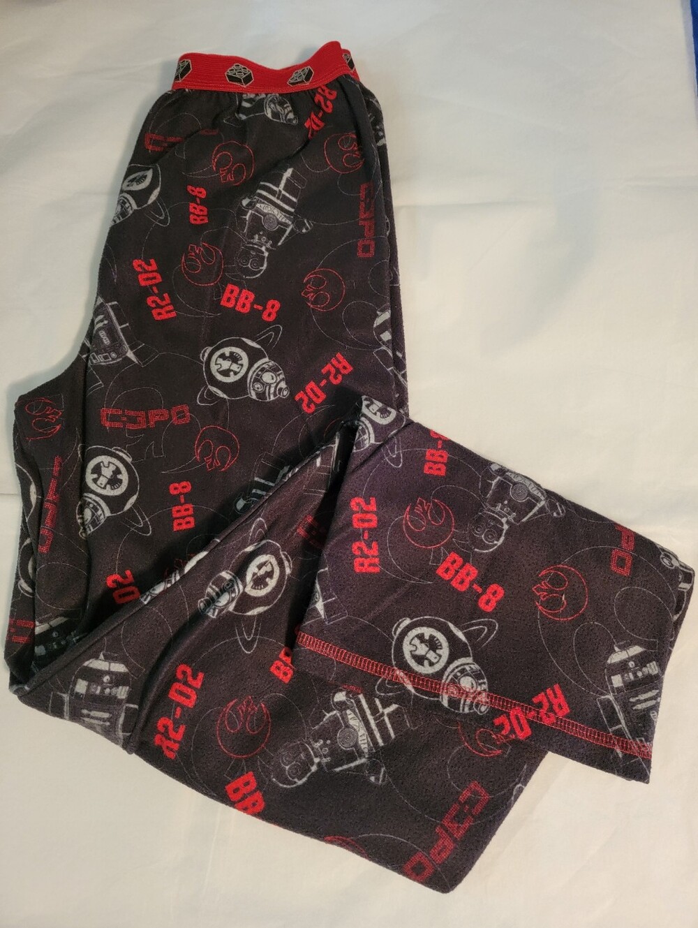 Lego Black Pajama Bottoms with Red and Gray Star Droid Print